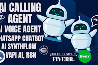 setup ai calling agent, voice bot, ai sales agent, whatsapp chatbot by vapi, n8n