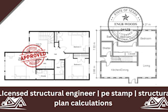 do licensed structural engineer, pe stamp, structural plan calculations