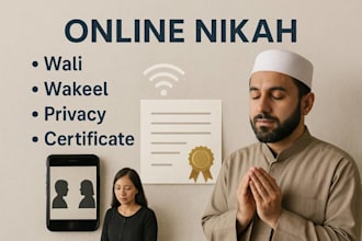 do online nikah and provide certificate wali, witnesses and wakeel