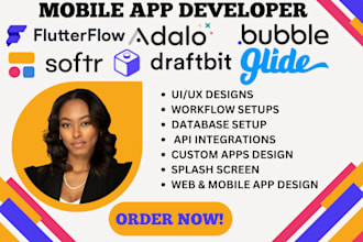design, publish mobile apps using flutterflow adalo bubble glide appmysite softr