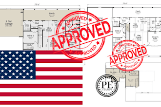create architectural drawings,floor plans, blueprints,and pe stamp plans for USA