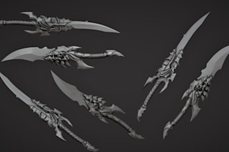 3d game assets, sword, product print,fur printable, weapon, hardsurface,stl file