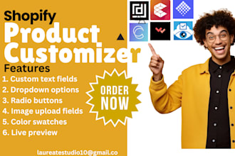 setup shopify product customizer hulk customily tepo textly lpo eazy spiff 3d