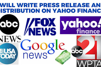 write press release and distribution on yahoo finance or your preferred site