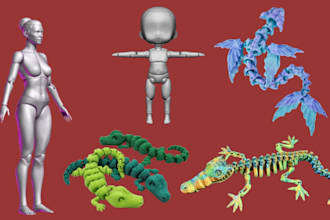 make 3d articulated model stl 3d printing toys flexi animal ball jointed doll