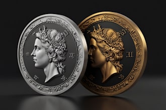 sculpt 3d coin model bas relief 3d medallion coin cnc model stl coin 3d printing