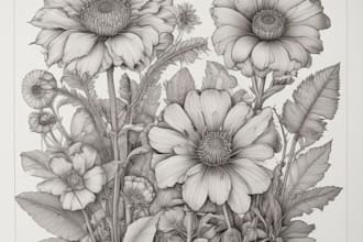 draw botanical and flower one line art illustration