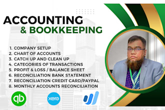 do monthly bookkeeping and financial statement in quickbooks, xero and wave