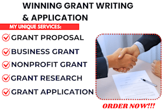 do winning bid proposal and research for response to rfp, apply for grant