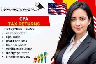 provide US CPA tax return, financials, comfort letter services