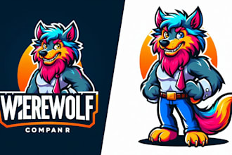 design a fierce and unique werewolf mascot logo for your brand team business