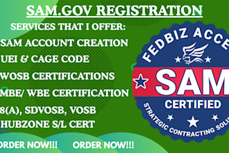 register you on sam, get cage code, uei, mbe, wbe, wosb, 8a, sdvosb, and more