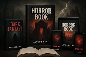 design 3d premium custom modern horror ebook paperback KDP book cover