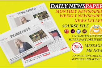 design professional newspaper, newsletter or advertorial layout for print