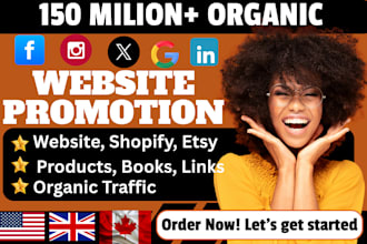 promote your website, business, amazon, shopify, etsy, product, book, event link
