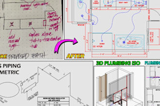 do mep, electrical and plumbing plan in autocad with material list