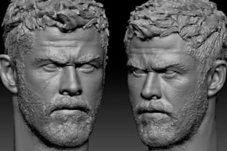sculpt realistic head model 3d bust model face sculpting in zbrush stl for print