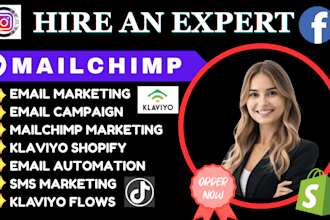 setup mailchimp email marketing email blast or send bulk klaviyo flows