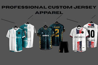 design custom sports or esports jerseys with mockups and print files