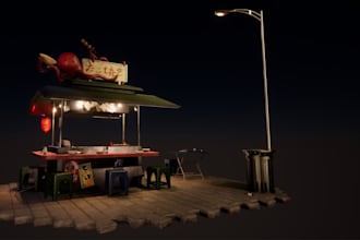renovate 3d cafe container food truck, restaurant food stall,shipping container