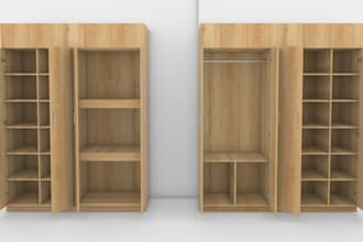 design your kitchen interior, cabinet render, layout