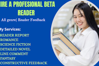 beta read your book, story, or manuscript and give honest feedback