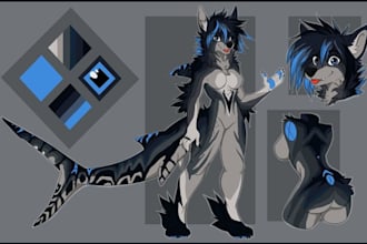 draw full body furry ref sheet and character design nsfw sfw
