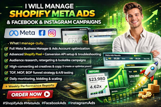 manage shopify meta ads, facebook and instagram ecommerce marketing ads campaign