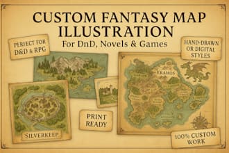 make fantasy map illustration for dnd, novels and games,  map illustration