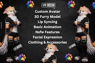 create 3d custom avatar furry vseeface vr character vrchat 3d model