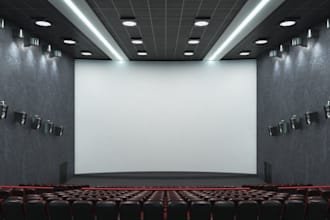 renew 3d cinema room, movie theatre interior,3d stage, popcorn shop, studio room