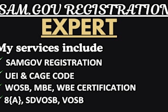 register you on sam, get cage code, uei, mbe, wbe, wosb, 8a, sdvosb, and more