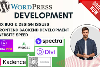 build kadence astra pro avada gutenberg wp spectra blocks elementor divi website