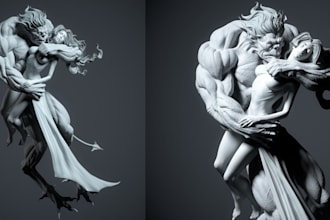 digital 3d statues from photo,realistic zbrush creature art model,stl file print