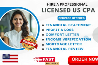 us CPA letter CPA comfort letter CPA verification letter profit and loss, notary