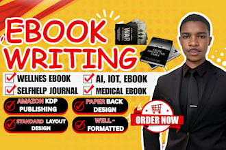 write ebook as a ghostwriter, selfhelp, medical, technical, business ebookwriter