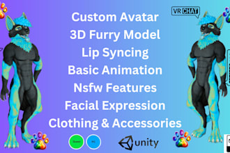 create 3d custom vrchat avatar vr character vrc furry avatar nsfw, vr chat