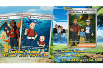 custom pokemon trainer card portrait anime family card trainer oc art
