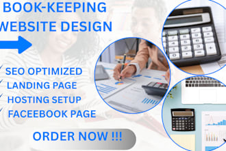 design tax website, income tax, credit repair website, bookkeeping, landing page