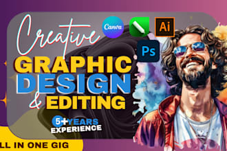 design logo, flyer, mock up, image editing, and other graphic designs