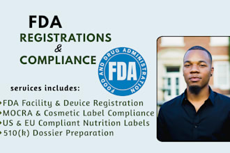 ensure fda, mocra, 510k, eu compliance for cosmetics, food labels and nutrition