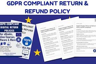 create a gdpr complaint return and refund policy for digital products