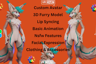 create 3d custom vrchat avatar vr character vrc furry avatar nsfw vr chat