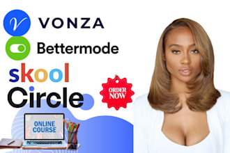 setup vonza website skool kajabi online community circle so online course