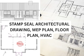 stamp seal architectural drawing house plan floor plan framing plan garage hvac