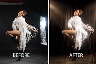 do high end photoshop retouching with color, skin and background edits