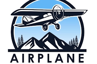 create airplane logo with text with any file