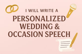 write a perfect and personalized speech for any occasion, wedding vows
