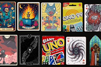 custom card game design uno tarot playing card illustration game template design