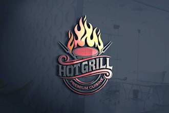 design a 3d restaurant, BBQ, grill, pizza, and food truck logo